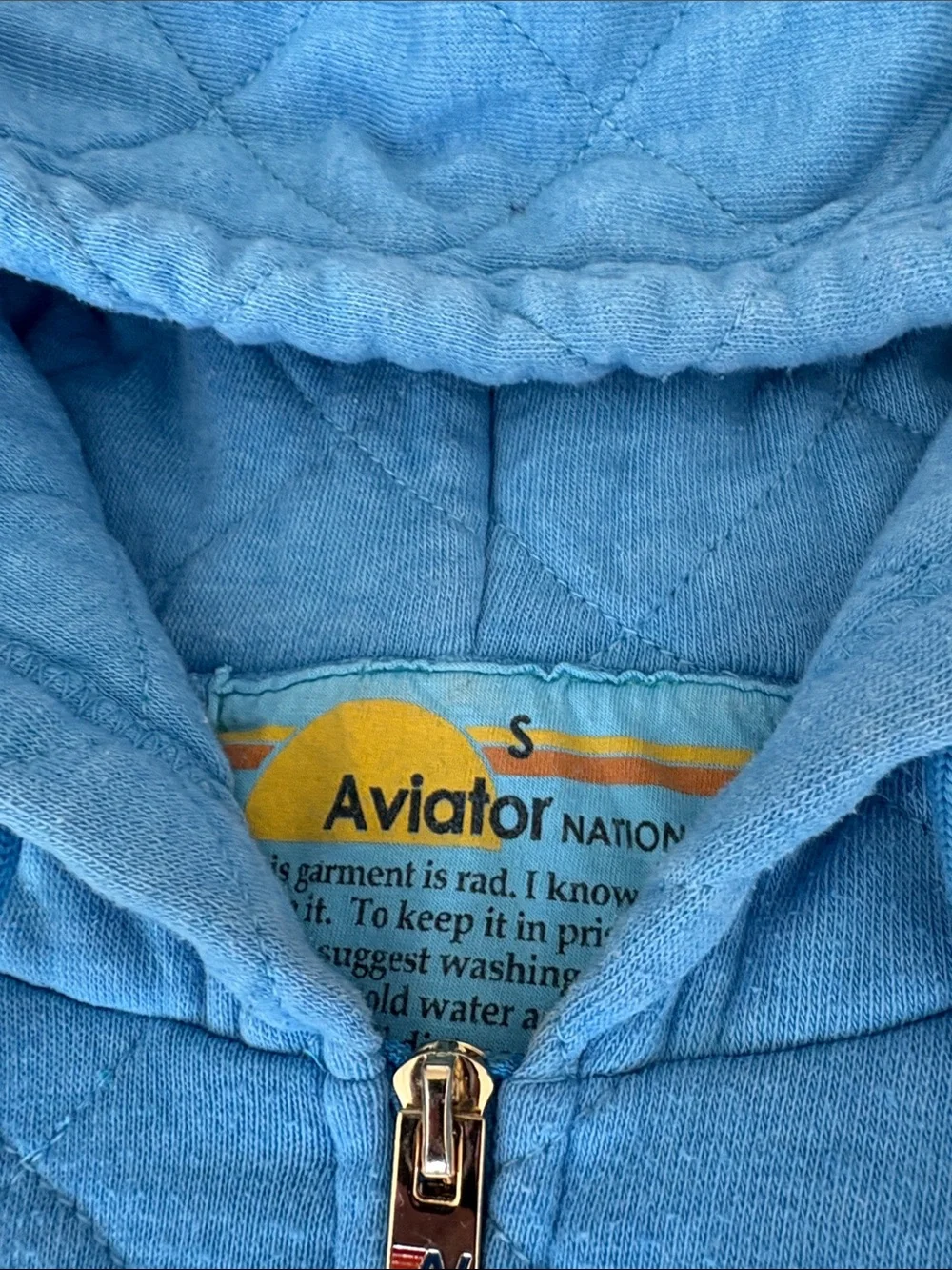 Aviation nation Sky Blue Quilted Hoodie & sweatpants  Set size small